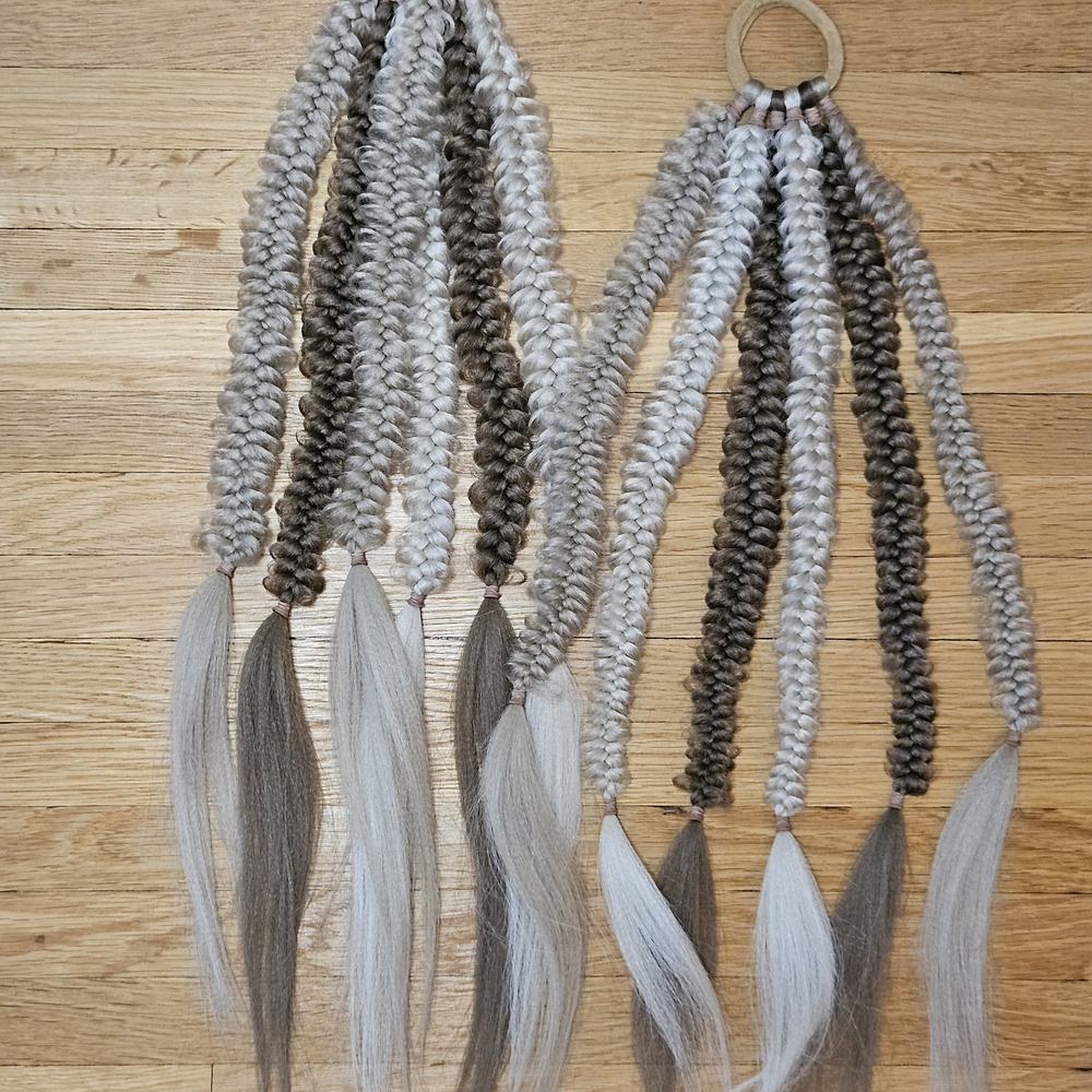 Handmade Butterfly Braid Hair Extensions In Shades Of Ash